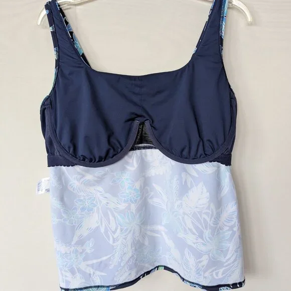 Lands' End Square Neck Underwire Tankini Swimsuit Top 16 DDD - Picture 6 of 8